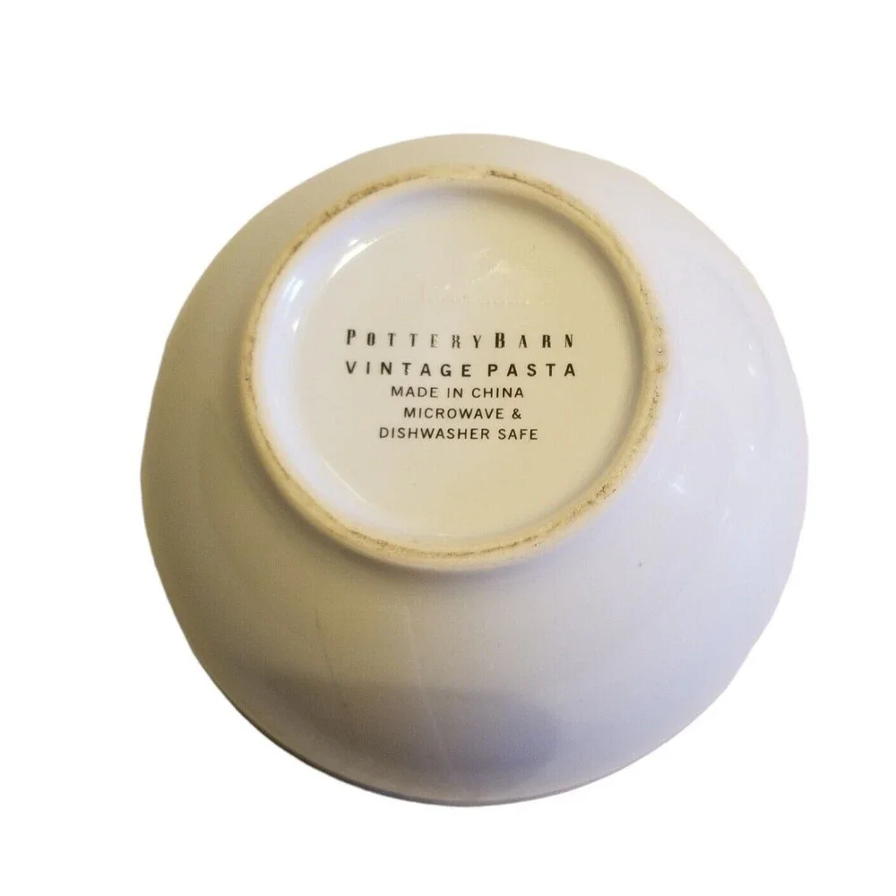 Pottery Barn Pasta Parmigiano Serving Bowl Lid & Spoon White & Red Ceramic